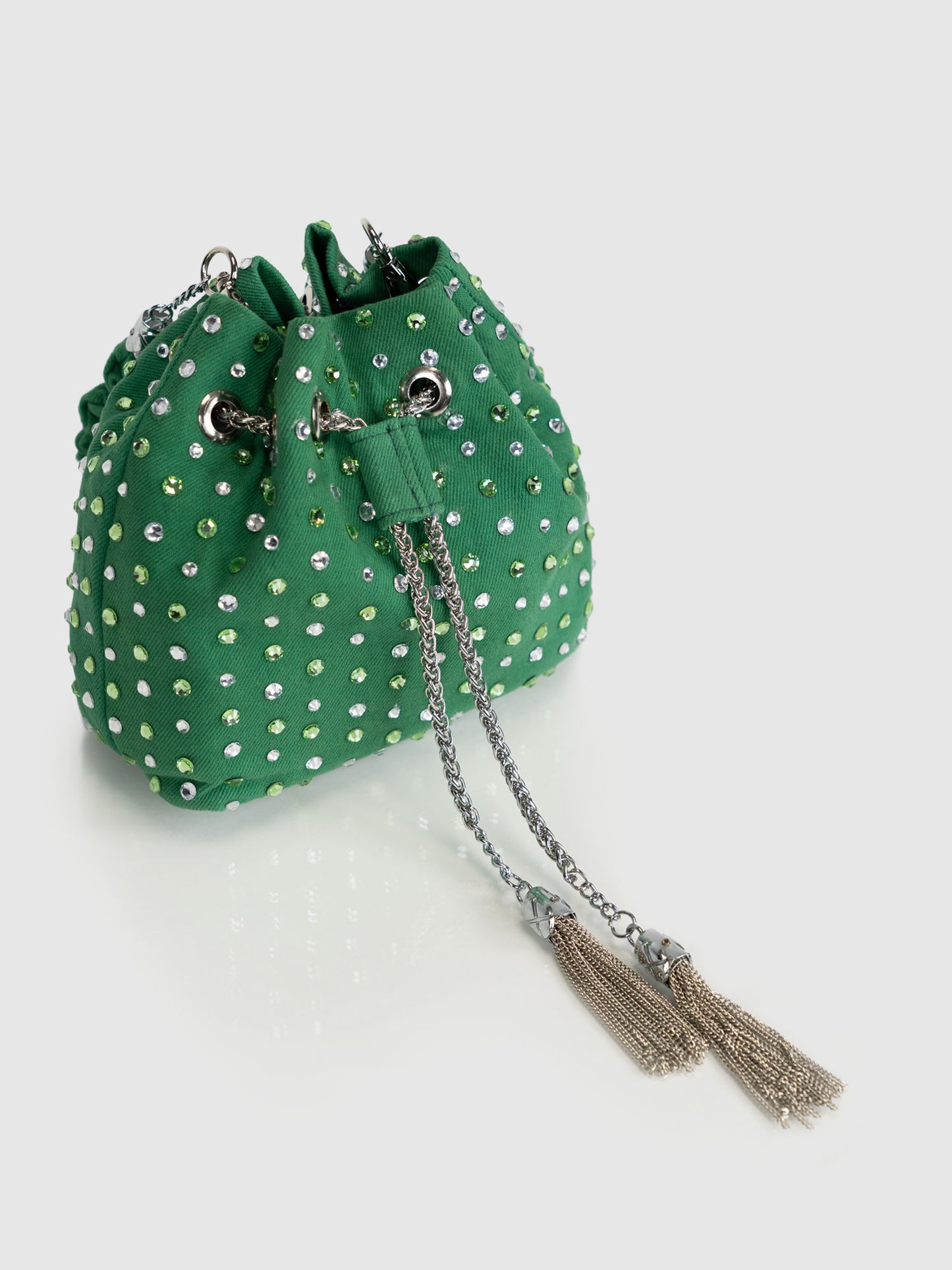 Stardust Denim Bucket Bag - Green