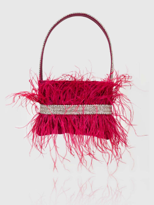 Feather Panache Top Handle Bag - Pink