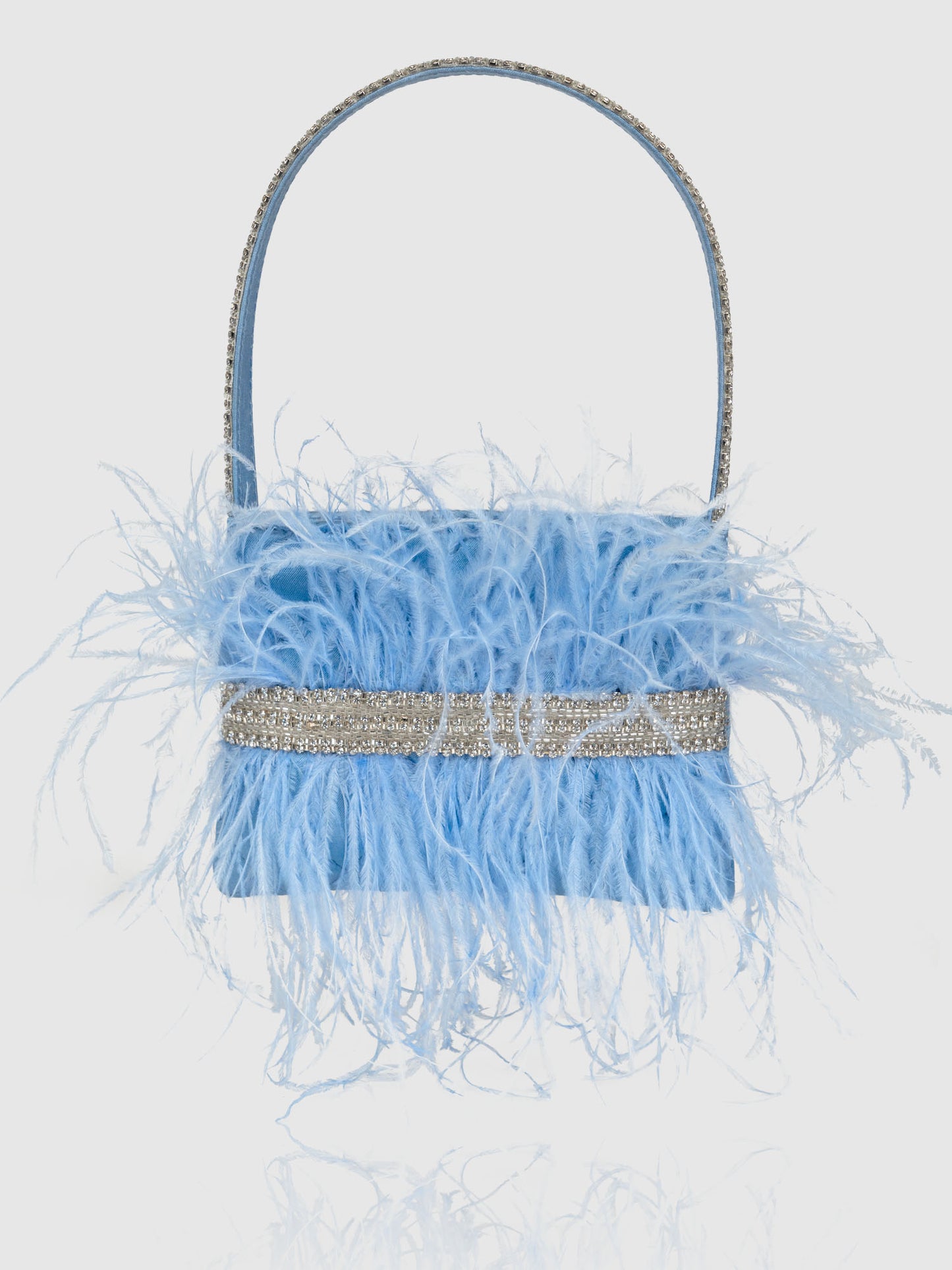 Feather Panache Top Handle Bag - Blue