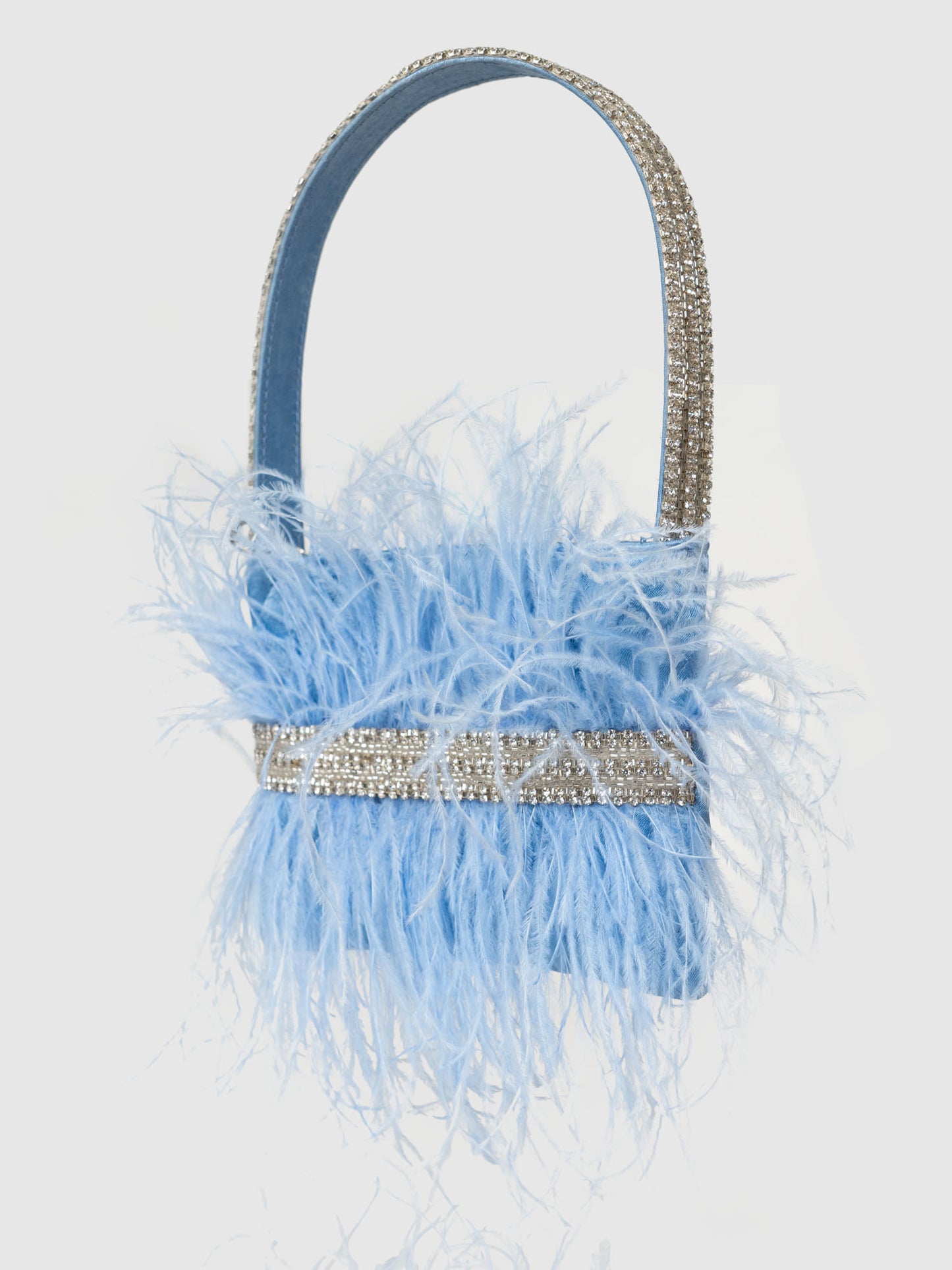 Feather Panache Top Handle Bag - Blue