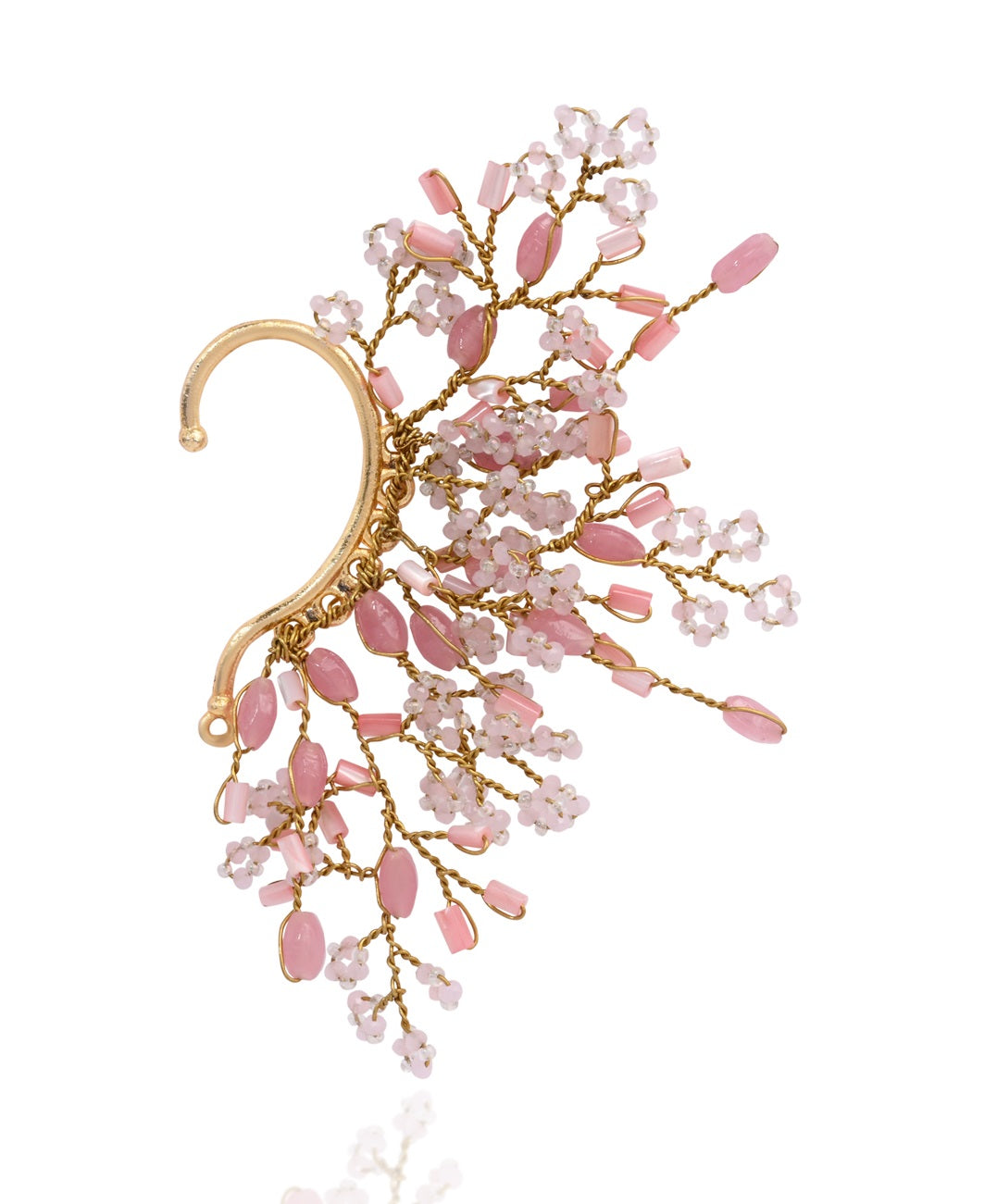 Pink Baby Pink Handmade Goldplated Earcuff For Women