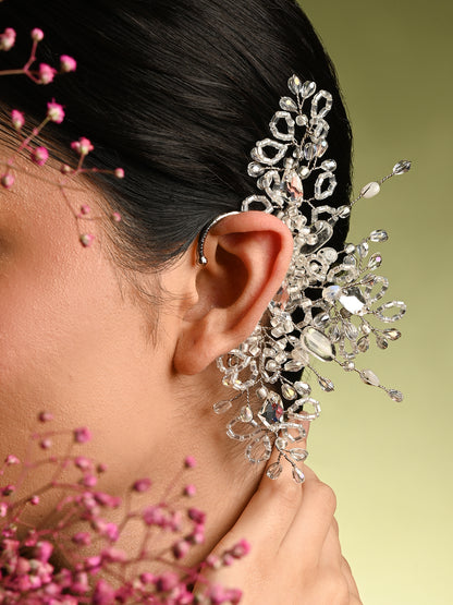 Silver Crystal Shining Stone Earcuff For Starry Night