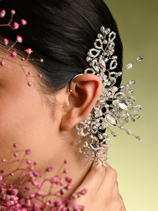 Silver Crystal Shining Stone Earcuff For Starry Night