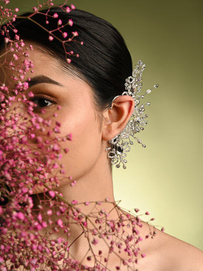 Silver Crystal Shining Stone Earcuff For Starry Night