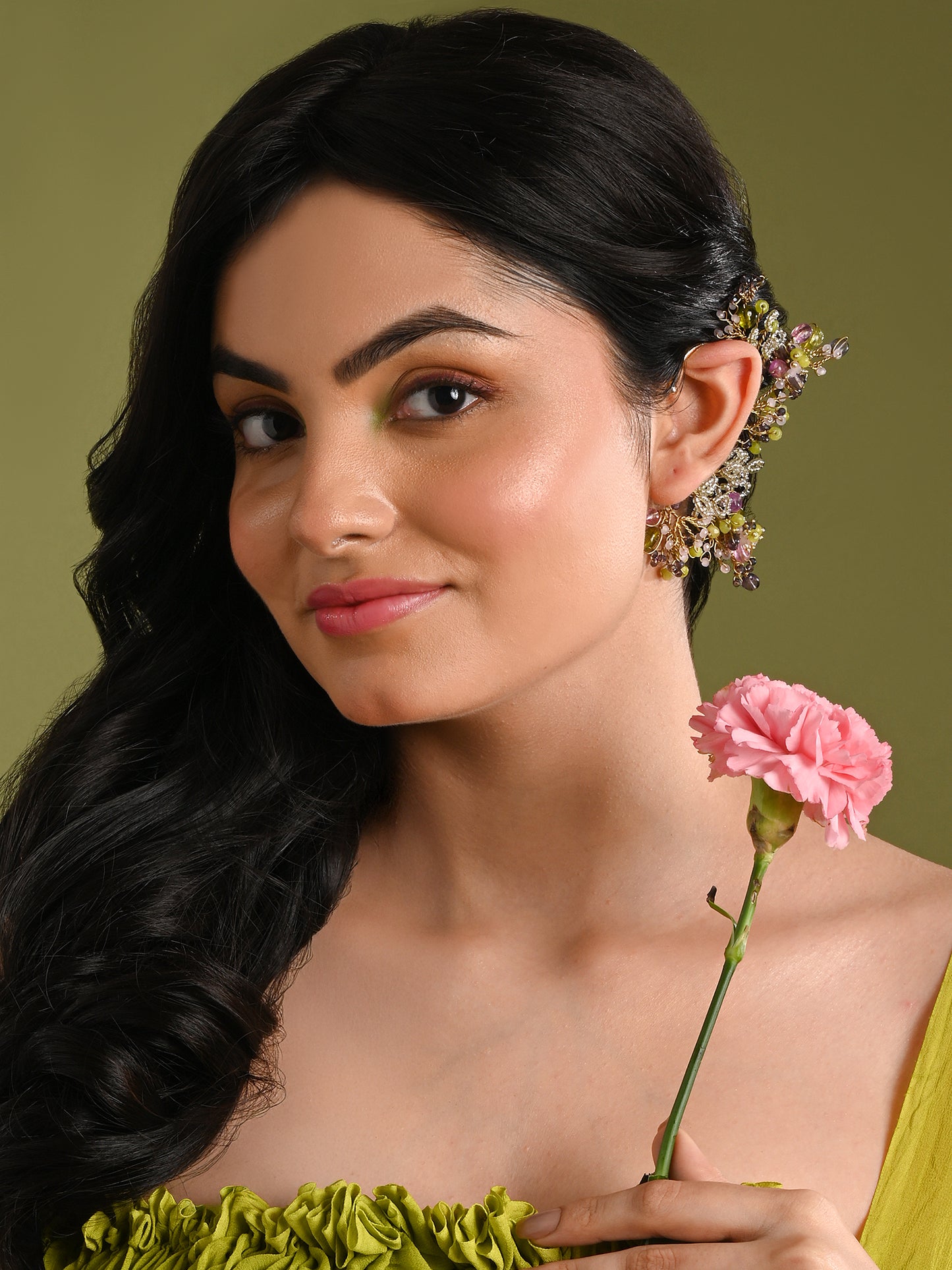 Multicolour Stones With Crystal Handmade Earcuff