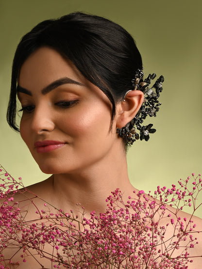 Balck Grey Stone Earcuff For Cocktail Party