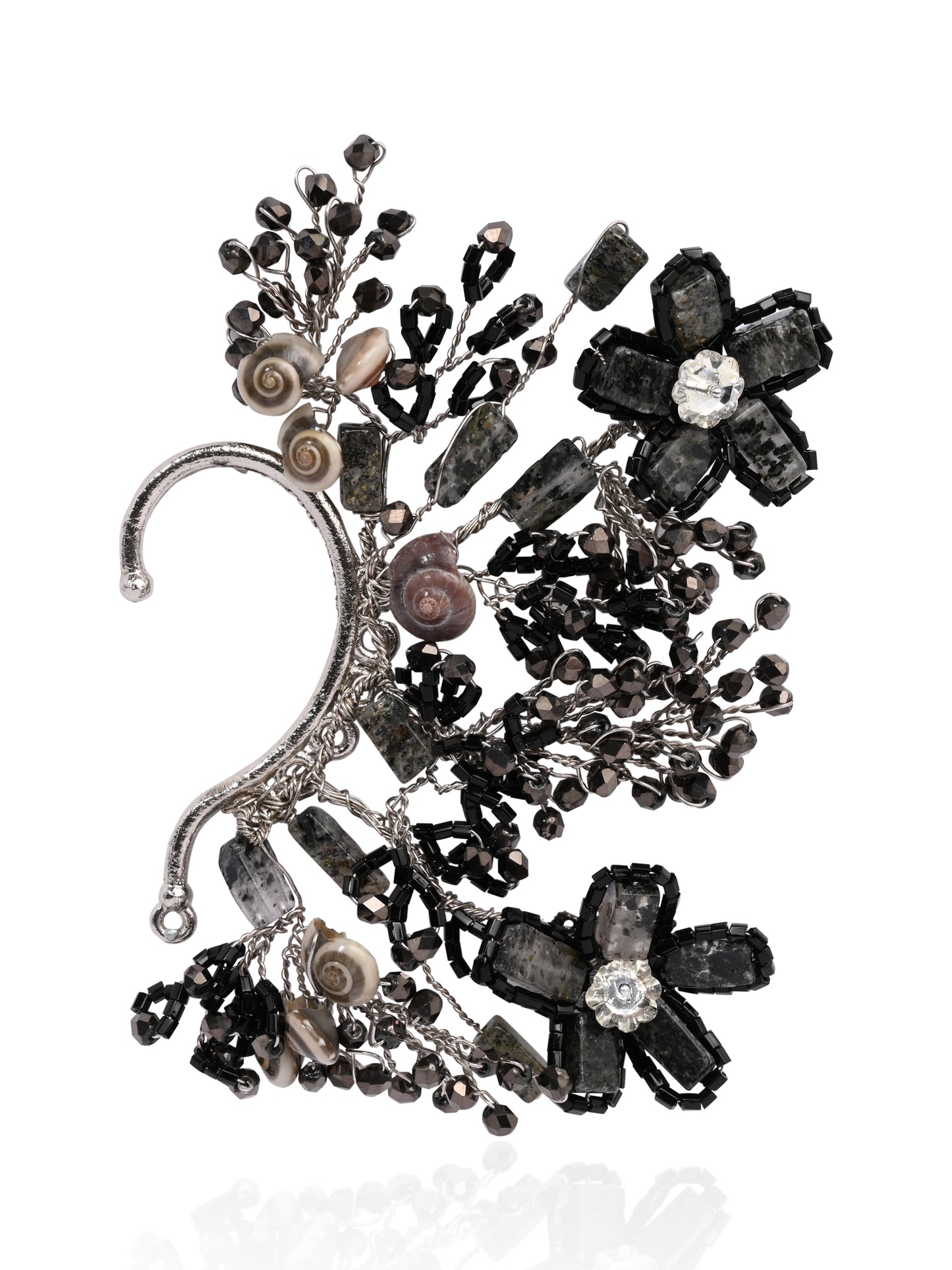 Balck Grey Stone Earcuff For Cocktail Party