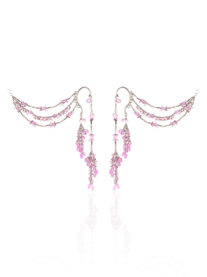 Viral And Trending Silver Plated Earcuff Earrings With Hair Extension Layers For A Fusion Style