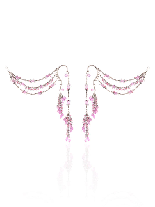 Viral And Trending Silver Plated Earcuff Earrings With Hair Extension Layers For A Fusion Style