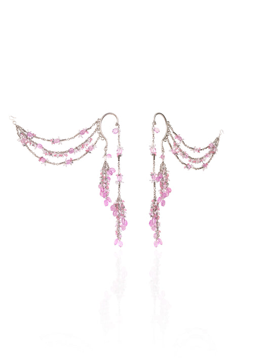 Viral And Trending Silver Plated Earcuff Earrings With Hair Extension Layers For A Fusion Style