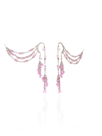 Viral And Trending Silver Plated Earcuff Earrings With Hair Extension Layers For A Fusion Style