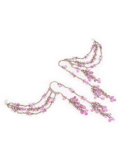 Viral And Trending Silver Plated Earcuff Earrings With Hair Extension Layers For A Fusion Style