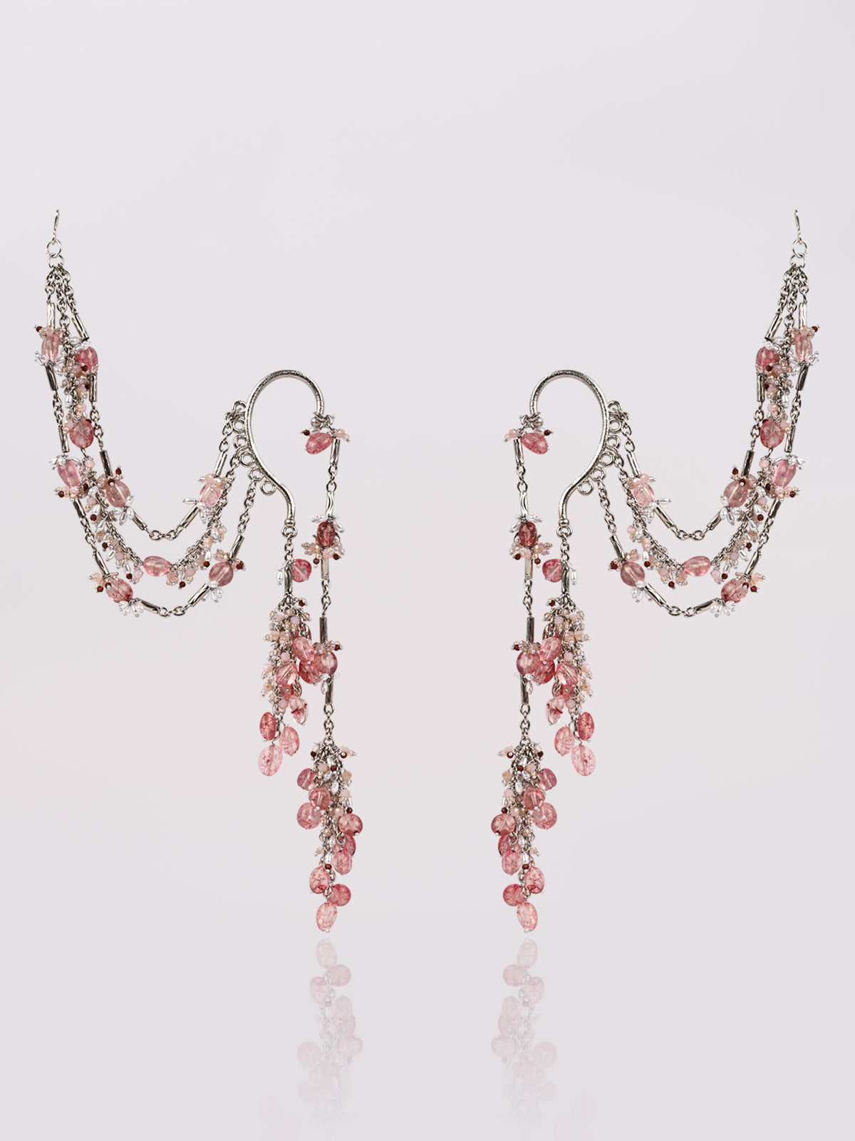 Viral And Trending Silver Plated Earcuff Earrings With Hair Extension Layers For A Fusion Style