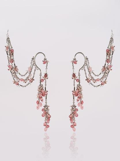 Viral And Trending Silver Plated Earcuff Earrings With Hair Extension Layers For A Fusion Style