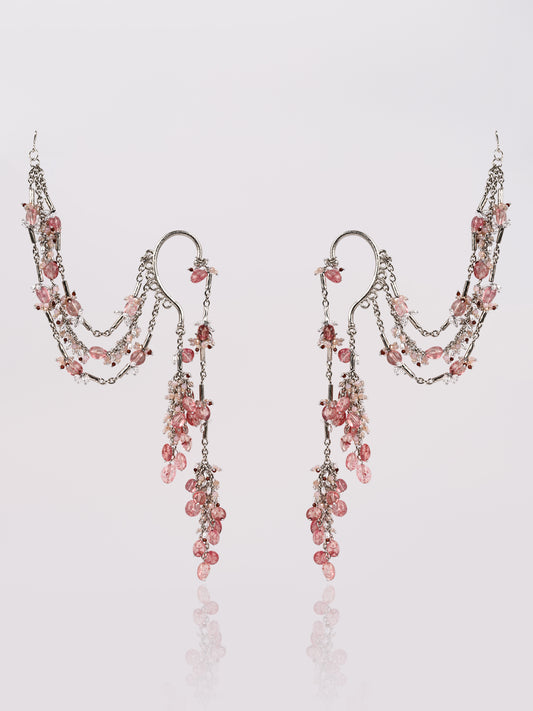 Viral And Trending Silver Plated Earcuff Earrings With Hair Extension Layers For A Fusion Style