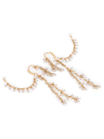 Pearl Drop Bunches Hangings Earcuff With Side Kaan Chain Bejeweling The Hair Style