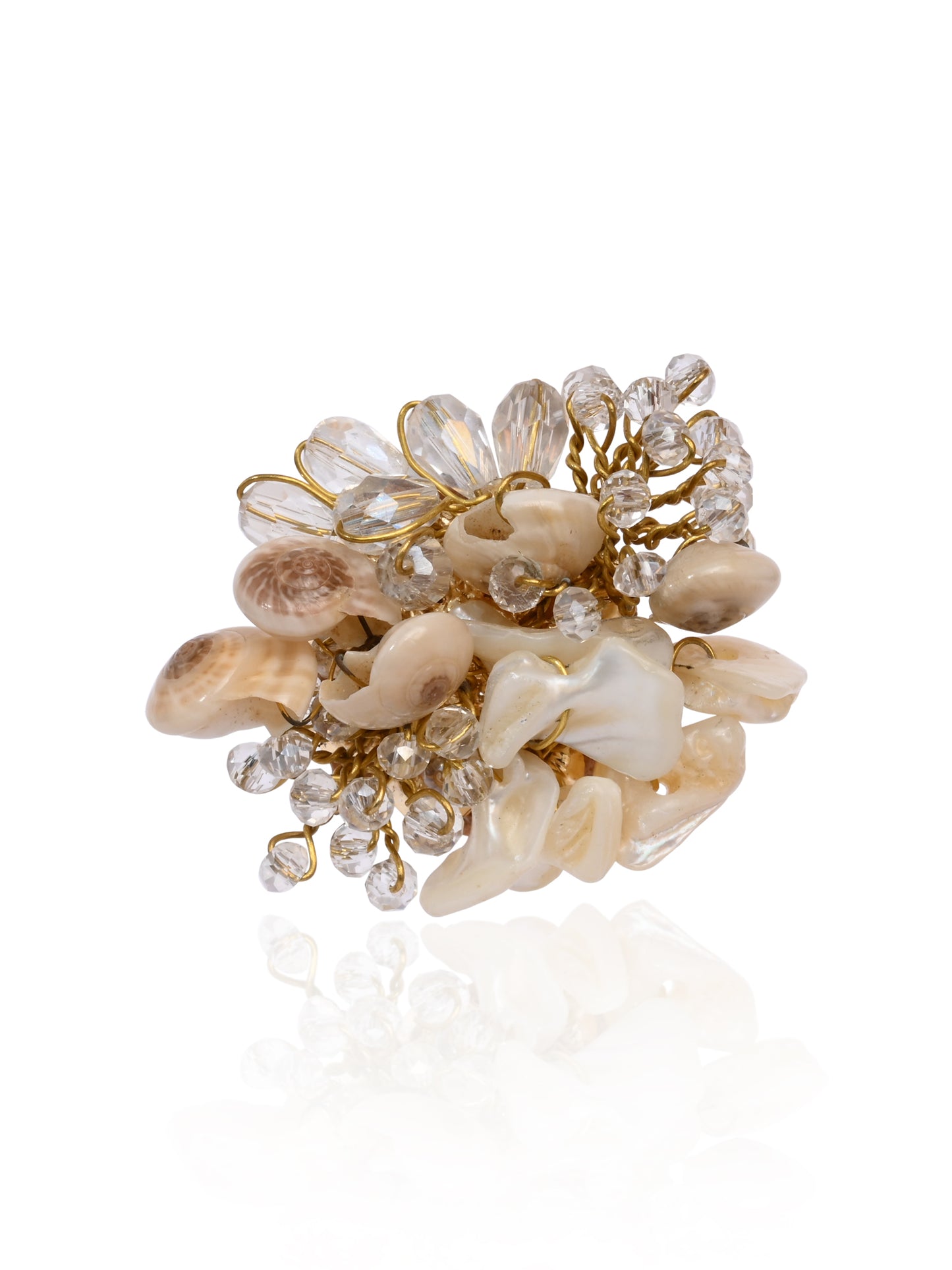 Crystal Round Ivory Shell Adjustable Earrings