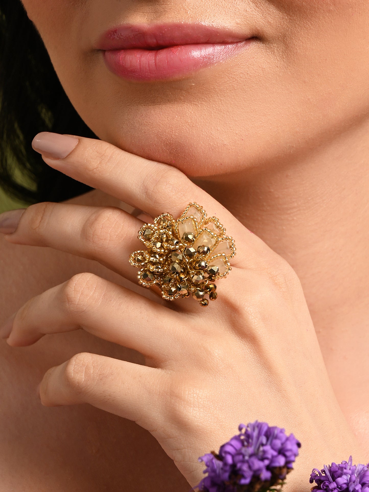 Gold Plated Golden Adjustable Ring
