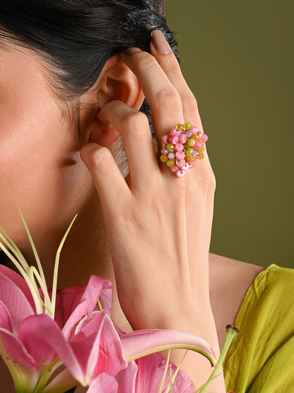 Colourful Gold Plated Adjustable Ring