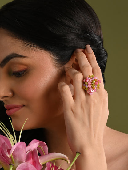 Colourful Gold Plated Adjustable Ring