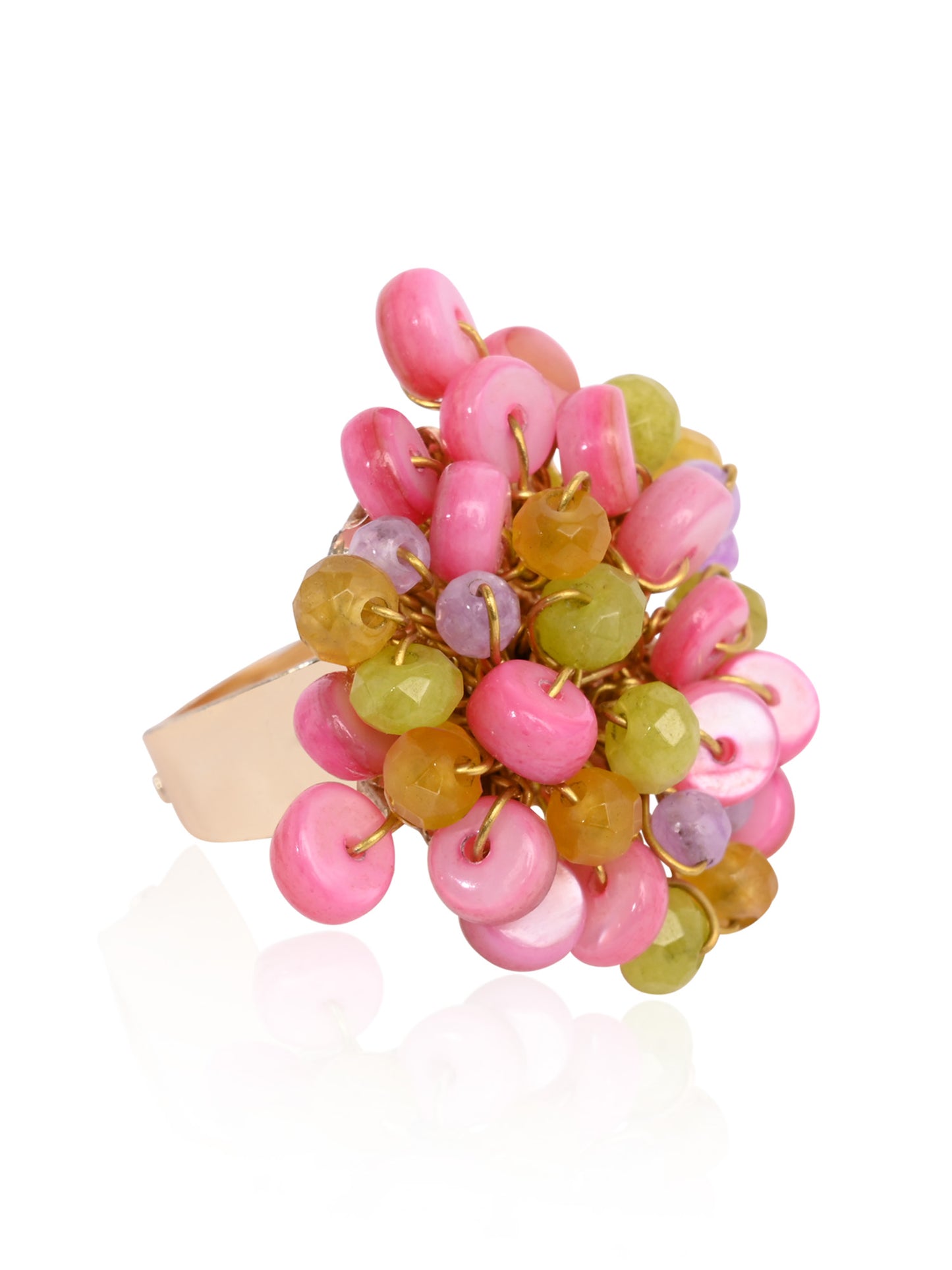 Colourful Gold Plated Adjustable Ring