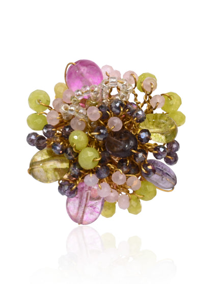 Colourful Stone Haldi Mehendi Wedding Adjustable Ring