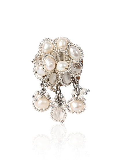 Pearl Silver Ring | Statement Pearl Ring for Women | D’oro