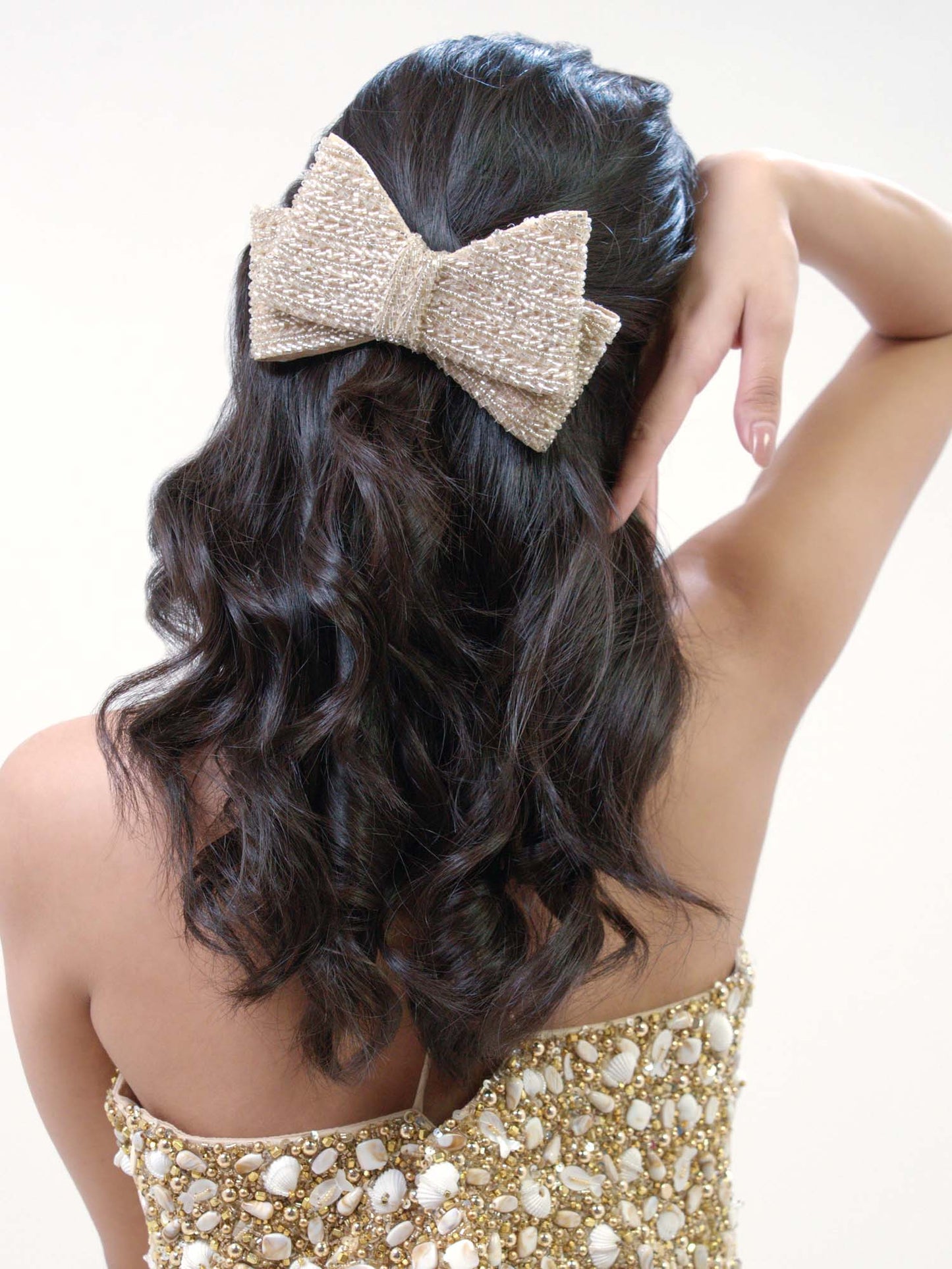 Grandiose Hair Bow - Beige