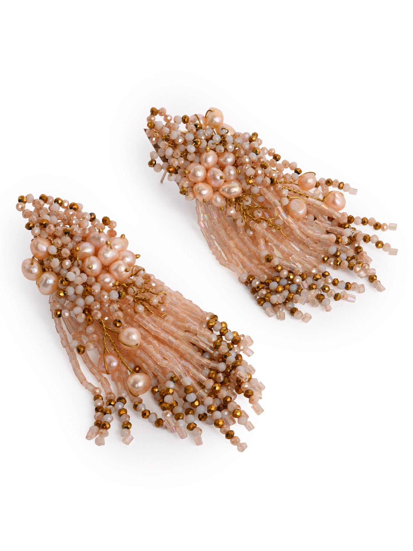 Fresh Water Pearl Floral Long Earrings