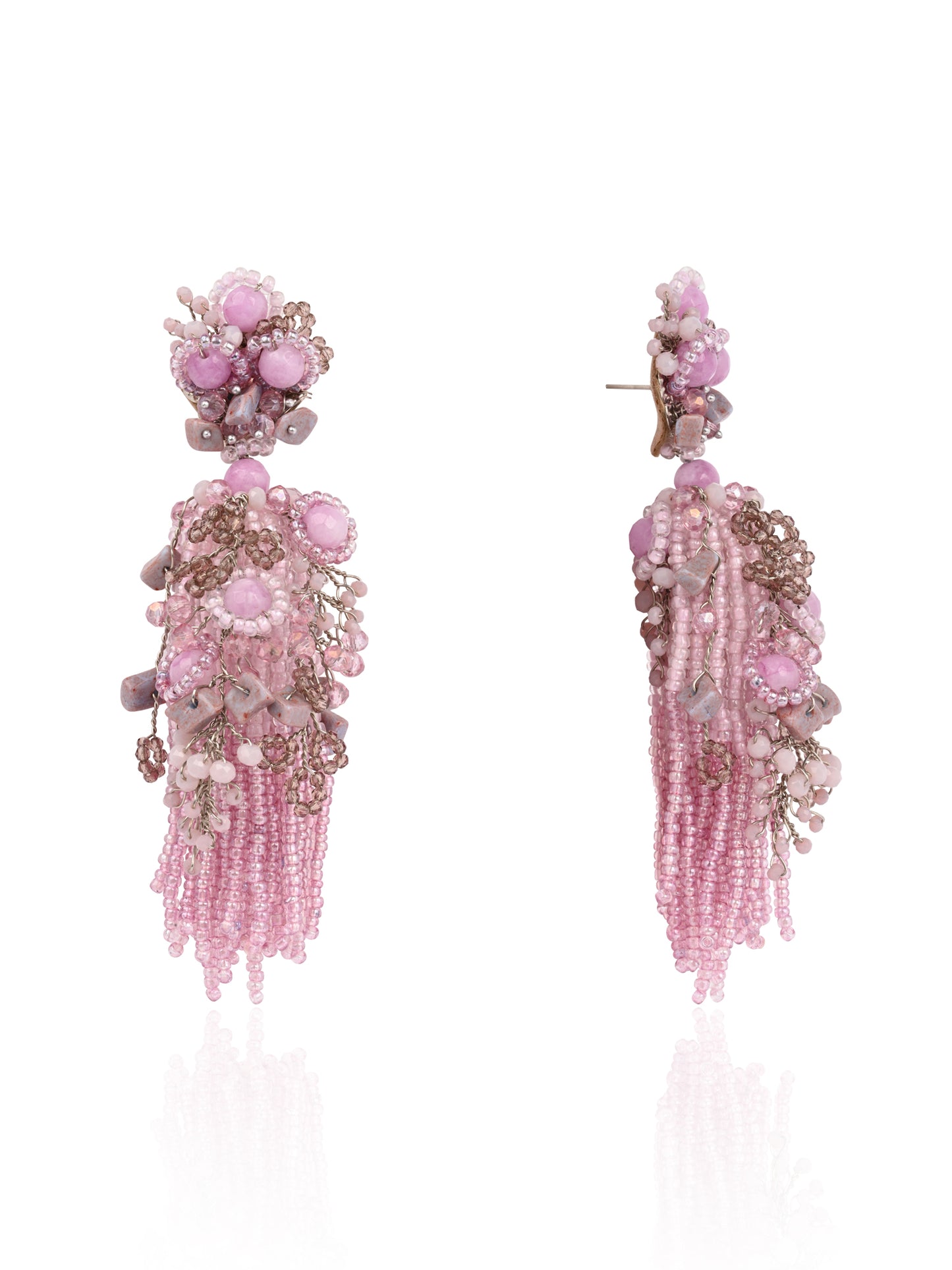 Mauve Stone Jhumka Long Earrings