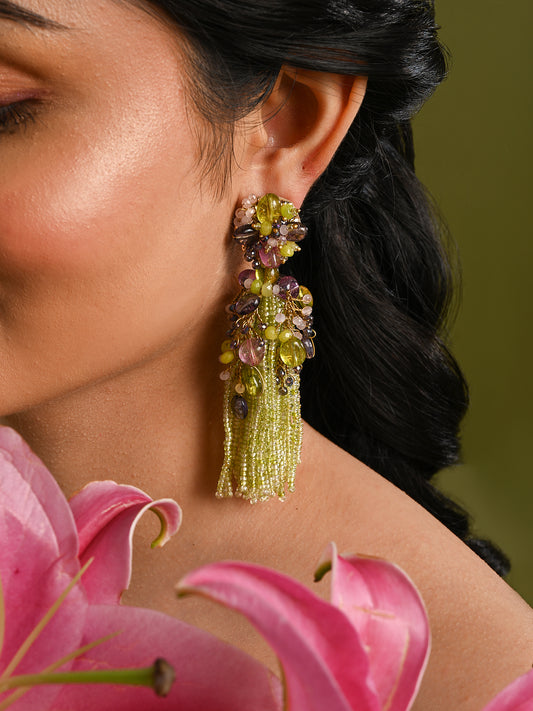 Green Mehendi Jhumka Tassel Earrings