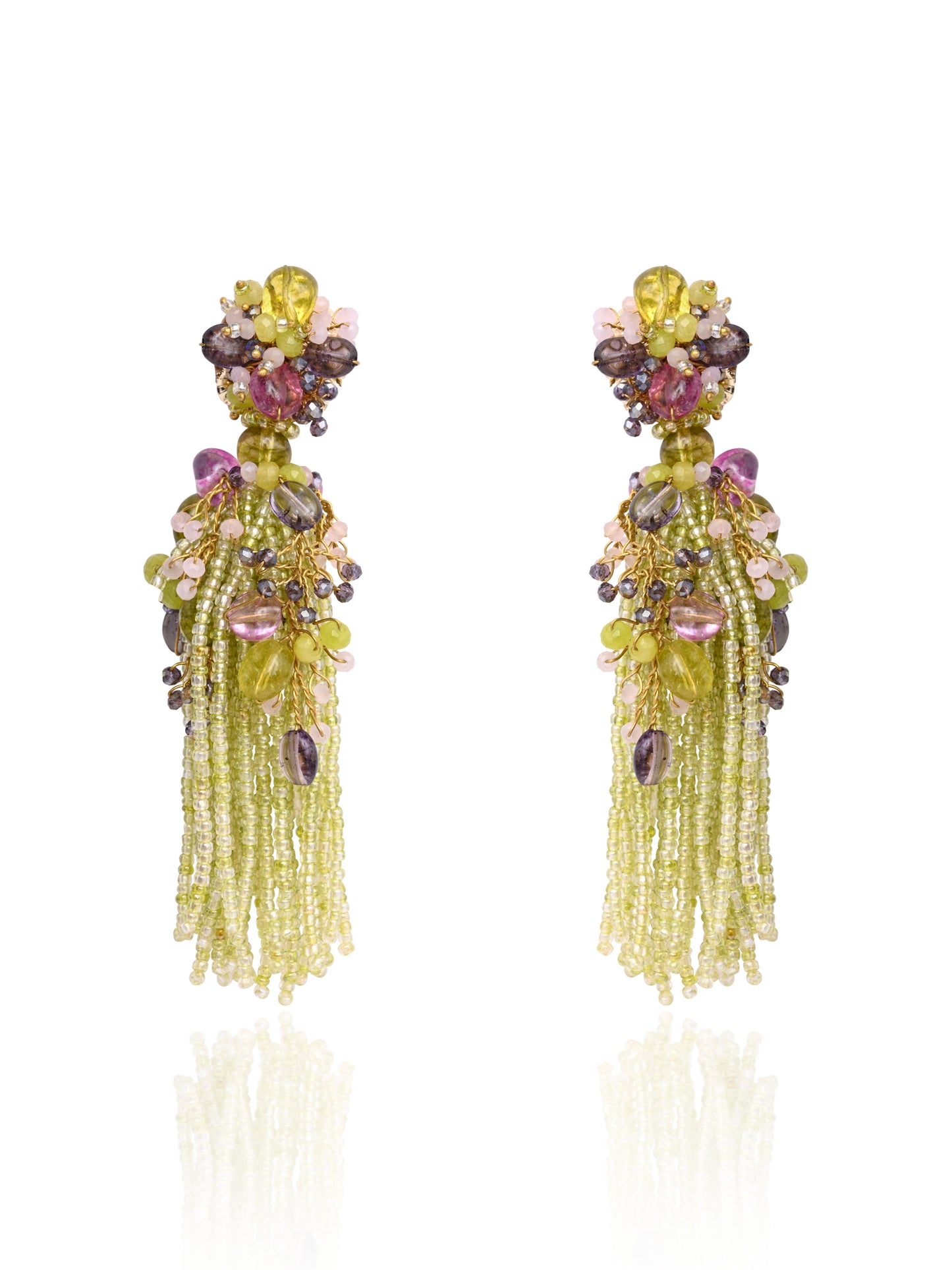 Green Mehendi Jhumka Tassel Earrings