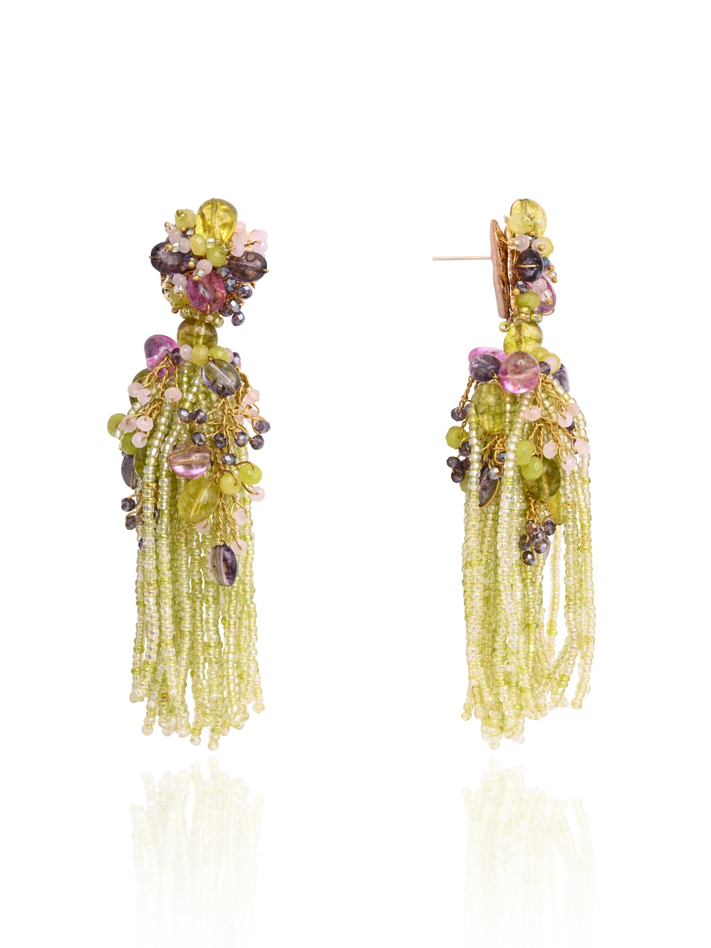 Green Mehendi Jhumka Tassel Earrings