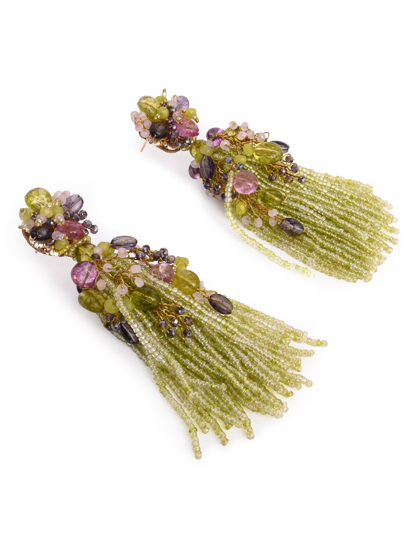 Green Mehendi Jhumka Tassel Earrings