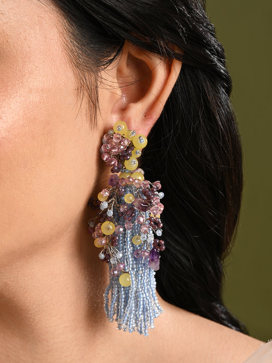 Colourful Stone Long Jhumka Earrings