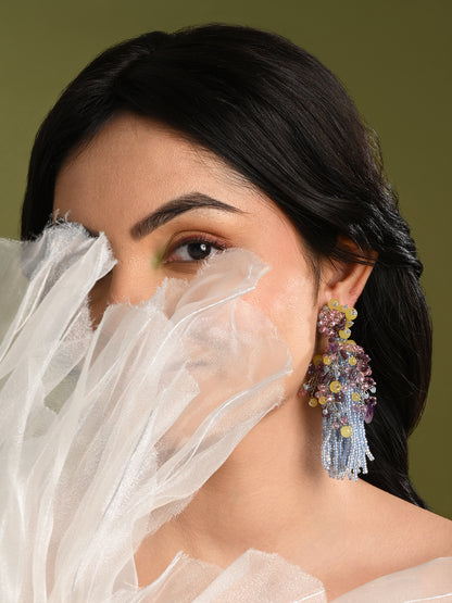 Colourful Stone Long Jhumka Earrings