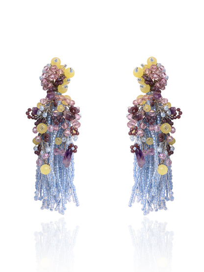 Colourful Stone Long Jhumka Earrings