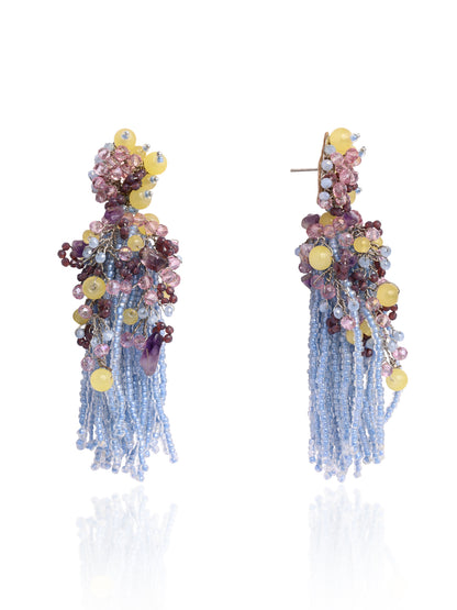 Colourful Stone Long Jhumka Earrings