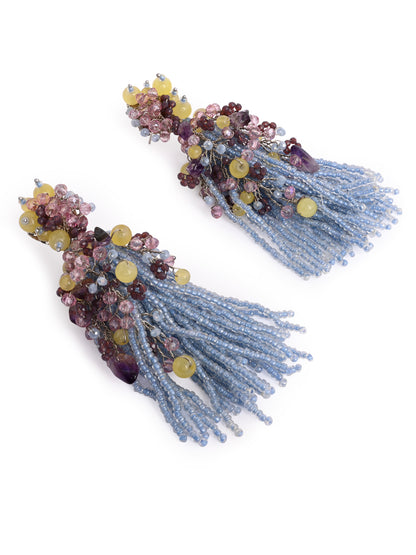 Colourful Stone Long Jhumka Earrings