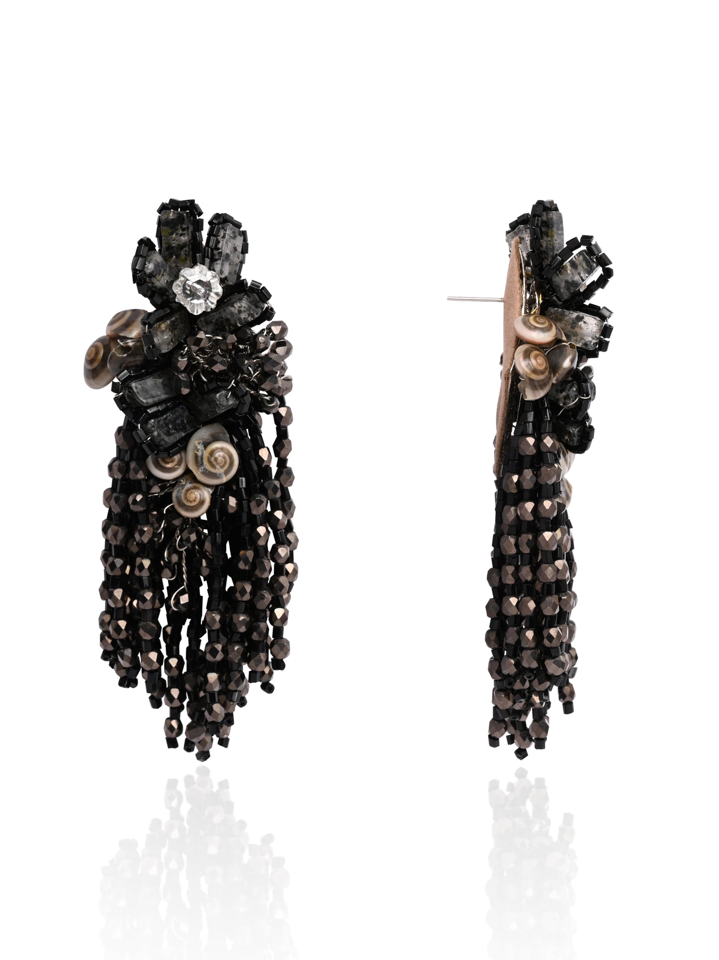 Jet Black Black Anti Tarnish Cocktail Statement Earrings