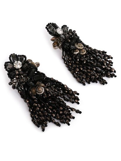 Jet Black Black Anti Tarnish Cocktail Statement Earrings