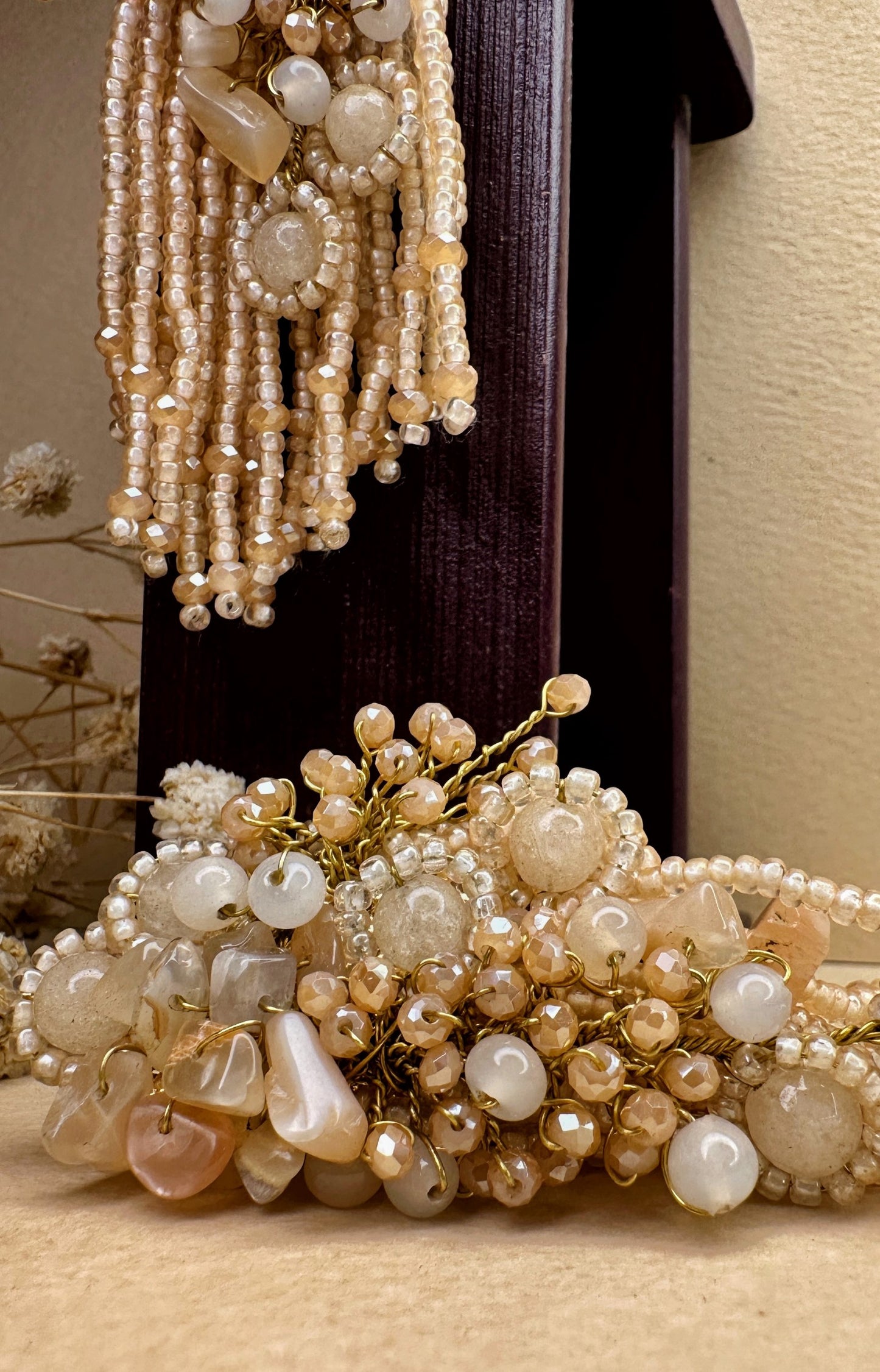 Handcrafted Pearl & Crystal Cascading Statement Earrings