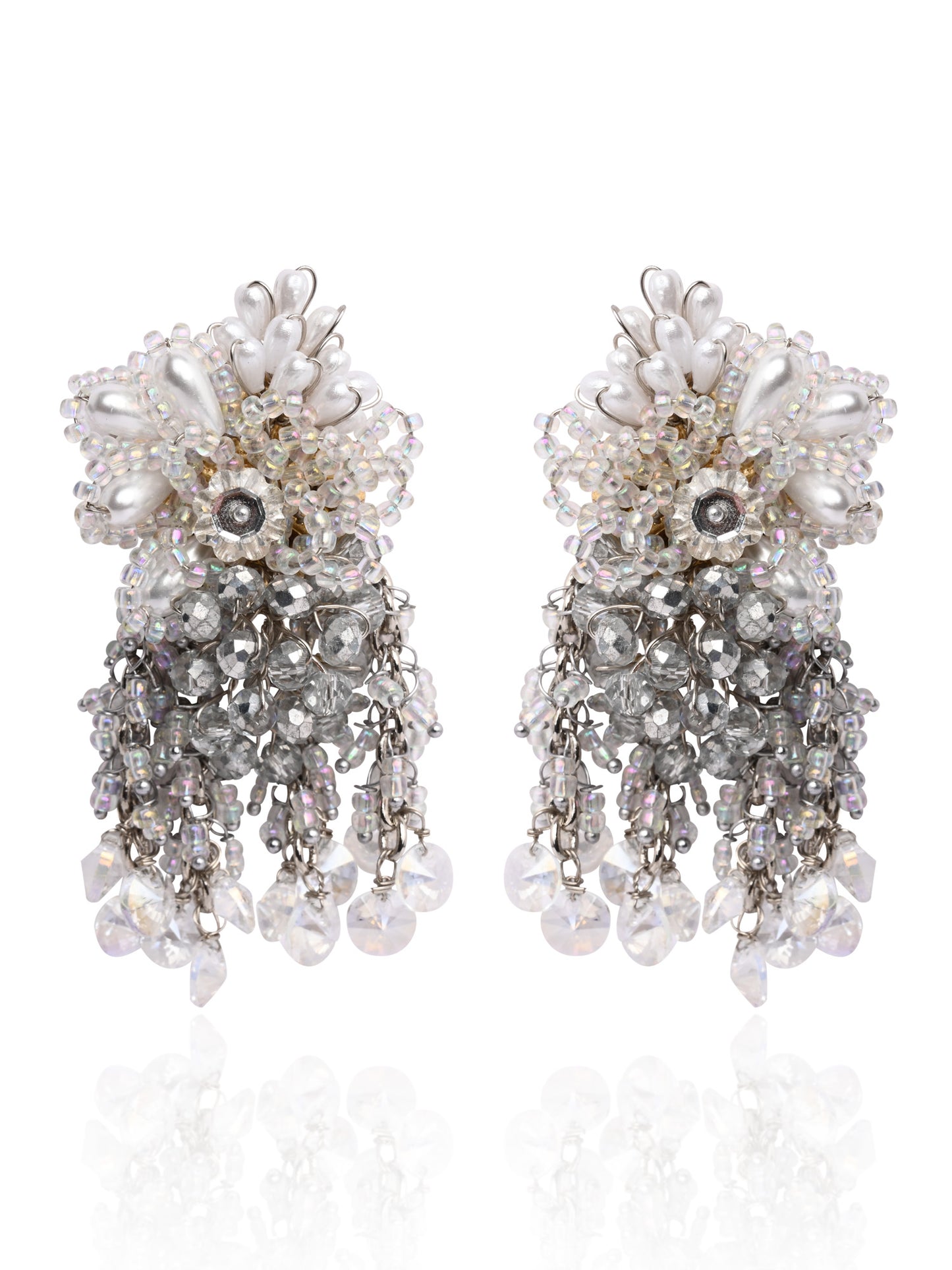 Silver Plated Pearl Festive Medium Size Earrings