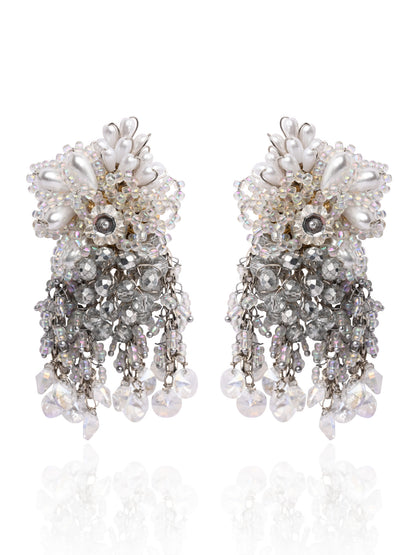 Silver Plated Pearl Festive Medium Size Earrings