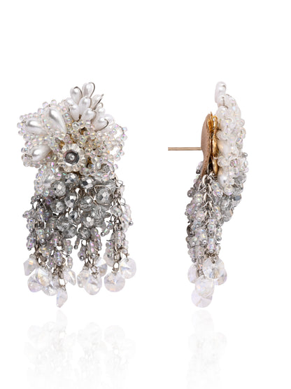 Silver Plated Pearl Festive Medium Size Earrings