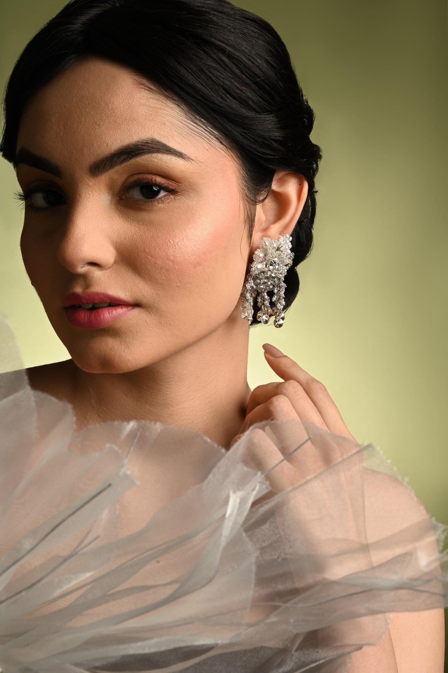 Silver Plated Pearl Festive Medium Size Earrings