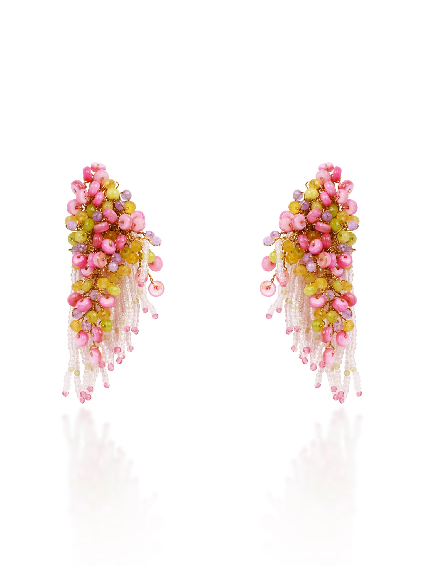 Rose Pink Green Fashion Long Earrings For Women