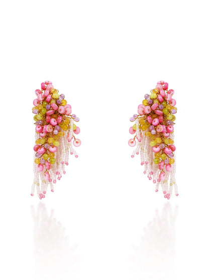 Rose Pink Green Fashion Long Earrings For Women