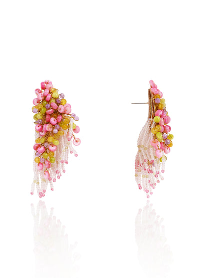 Rose Pink Green Fashion Long Earrings For Women