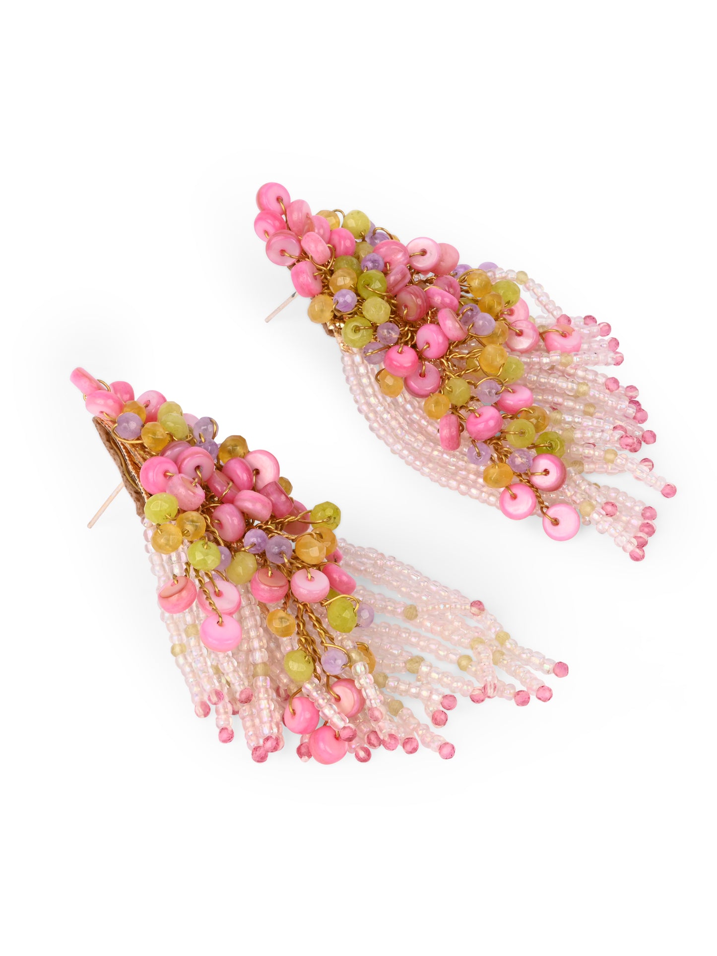 Rose Pink Green Fashion Long Earrings For Women